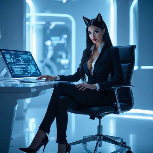 Futuristic cat-girl secretary